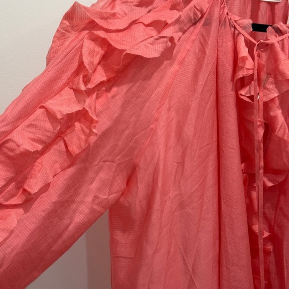 H&M Coral Ruffle Blouse white lotus collection - Picture 7 of 15
